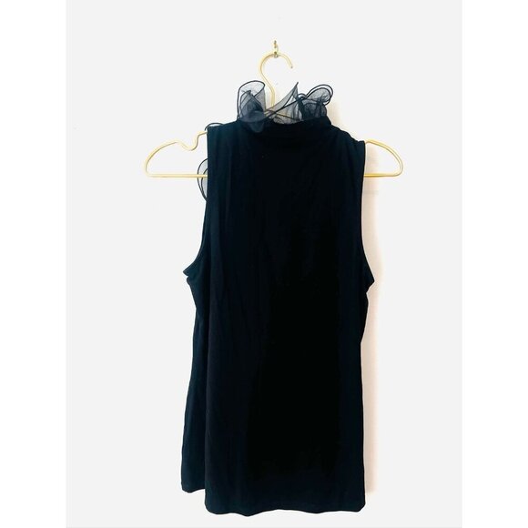 Black Ruffle Neck Sleeveless Blouse White House Black Market XS - Picture 9 of 10